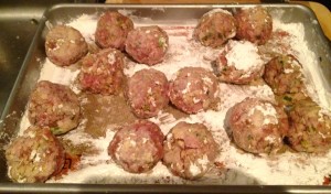Pork Meat Balls Covered in Corn Starch