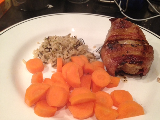 Bacon Wrapped Monk Fish  with Uncle Ben's Original